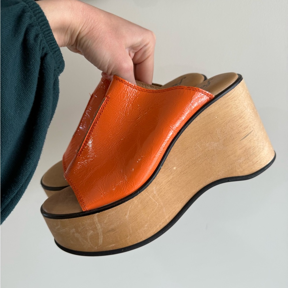 Free People Gabriela Platform Wedge Sandals - Boho/Festival - Orange - Size 7.5